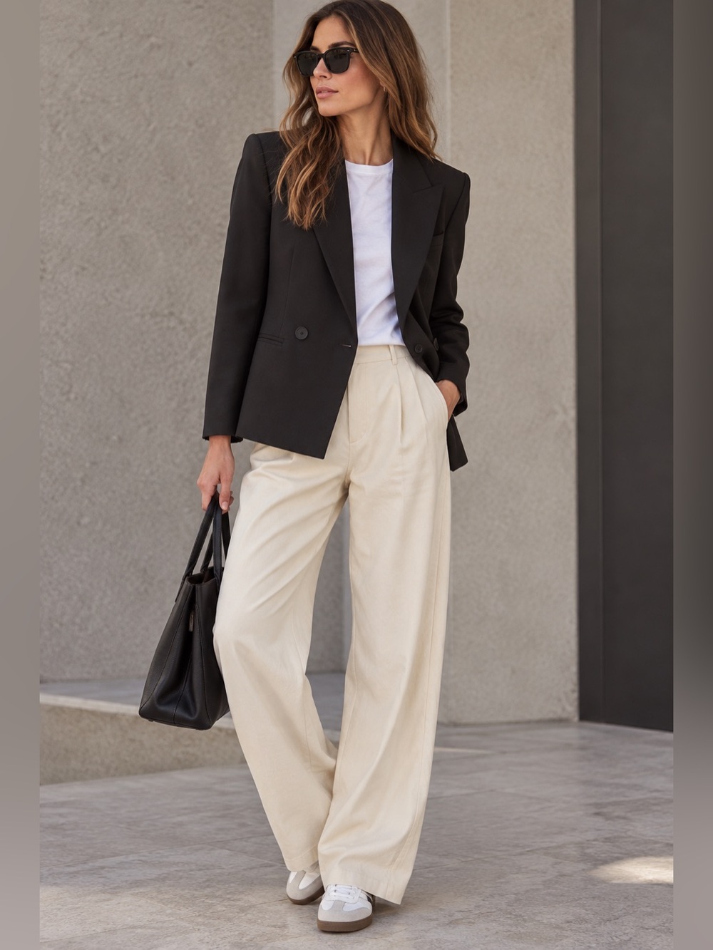 Zara Black Double-Breasted Tailored Blazer